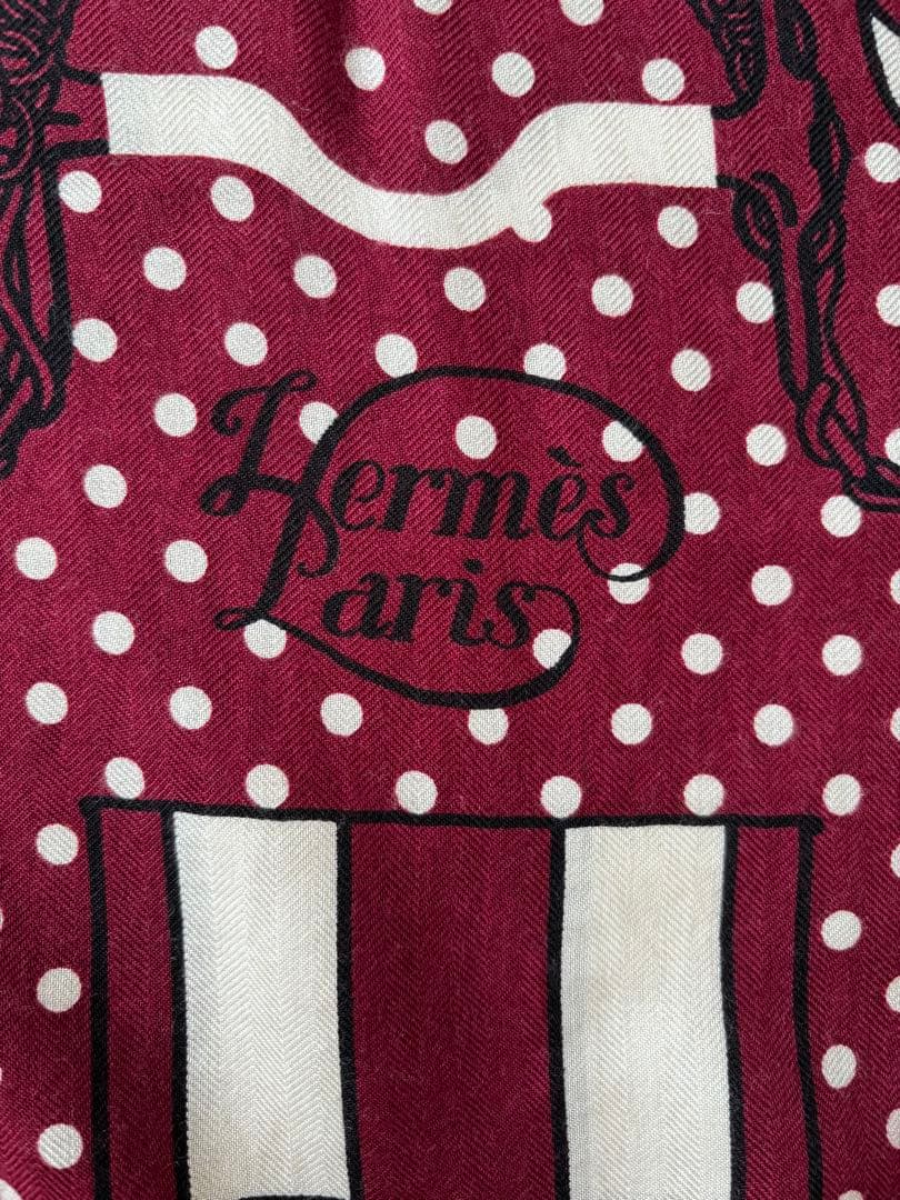 Hermès 、バンダナ柄、カシシル、スカーフ、ボルドー色、