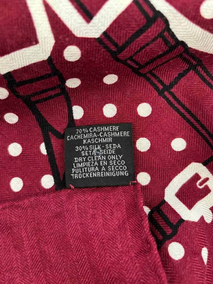 Hermès 、バンダナ柄、カシシル、スカーフ、ボルドー色、