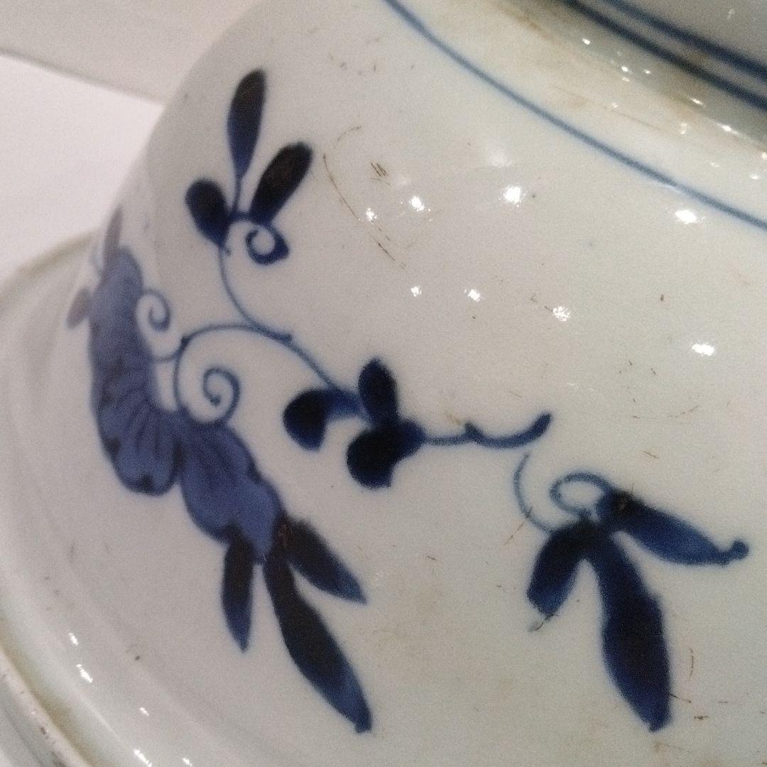 T234-3 江戸期　古伊万里染付　丼　鉢　麒麟　N文
