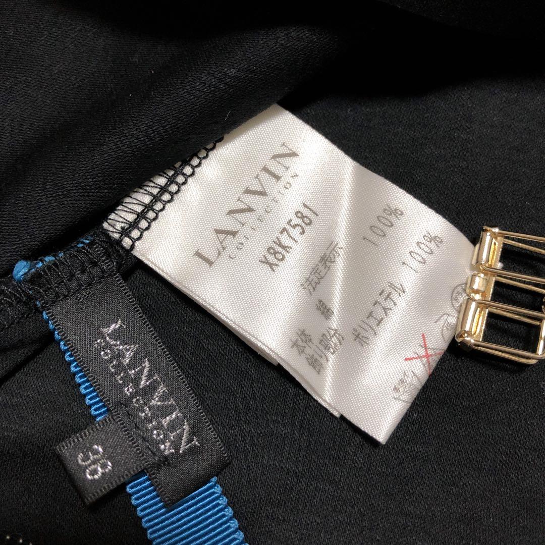 【極美品】ランバンコレクション　黒　ブラック　大きなリボン　ロゴ刺繍