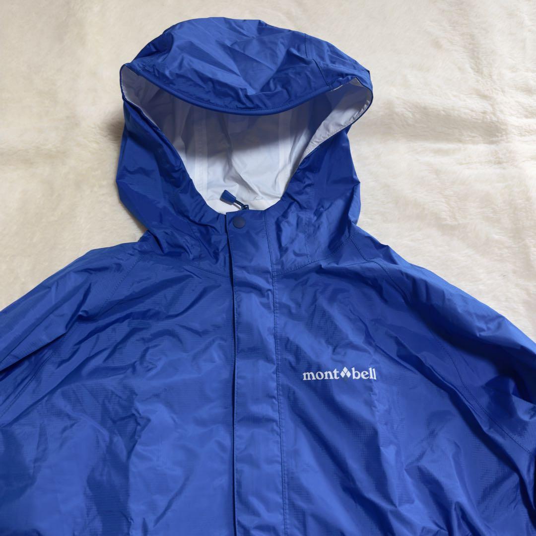 極美品モンベル現行モデル　パックラップレインコートKid's130青ドライテック