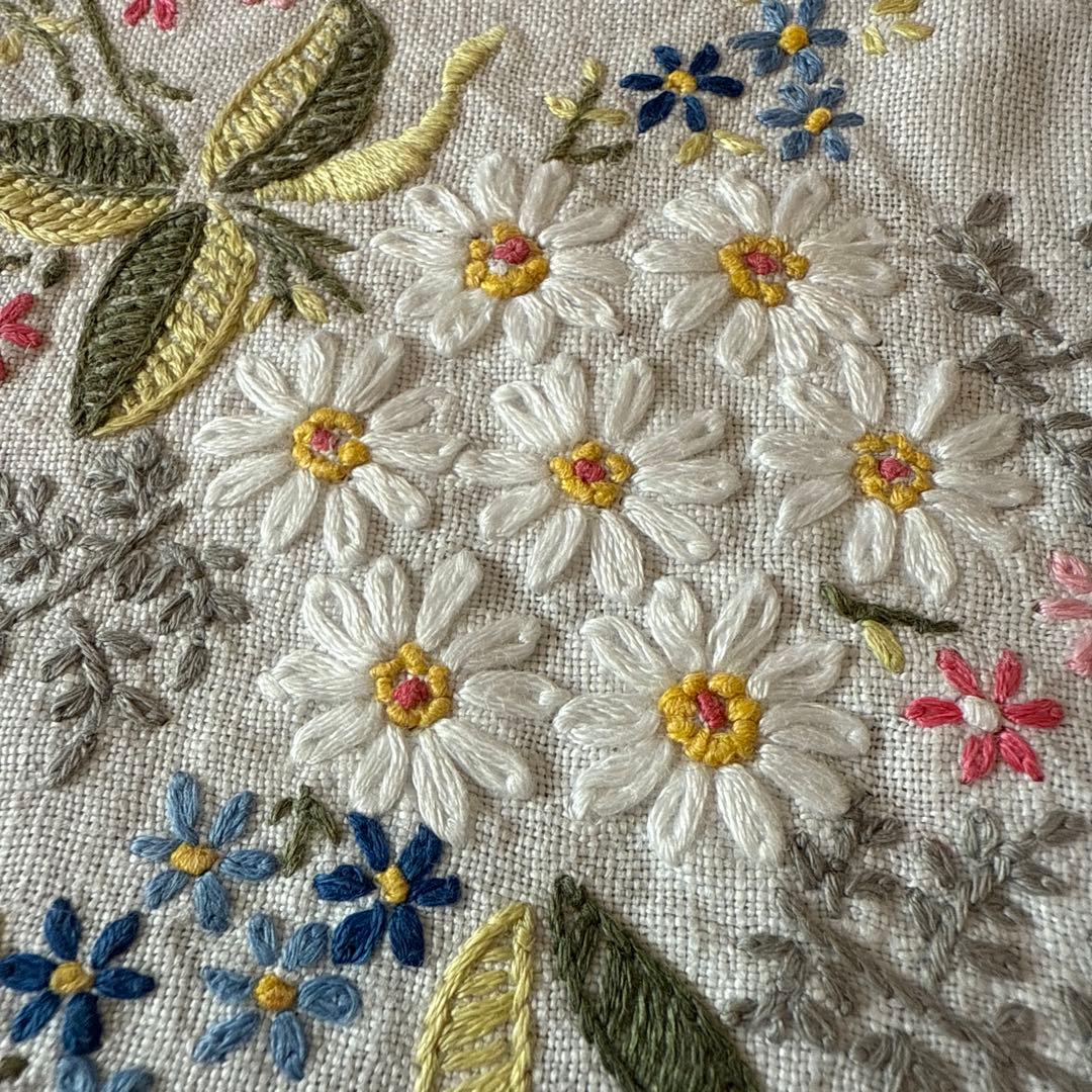 SALE❣️フランスアンティークஐ⋆*白い花柄刺繍のクロスஐ⋆*