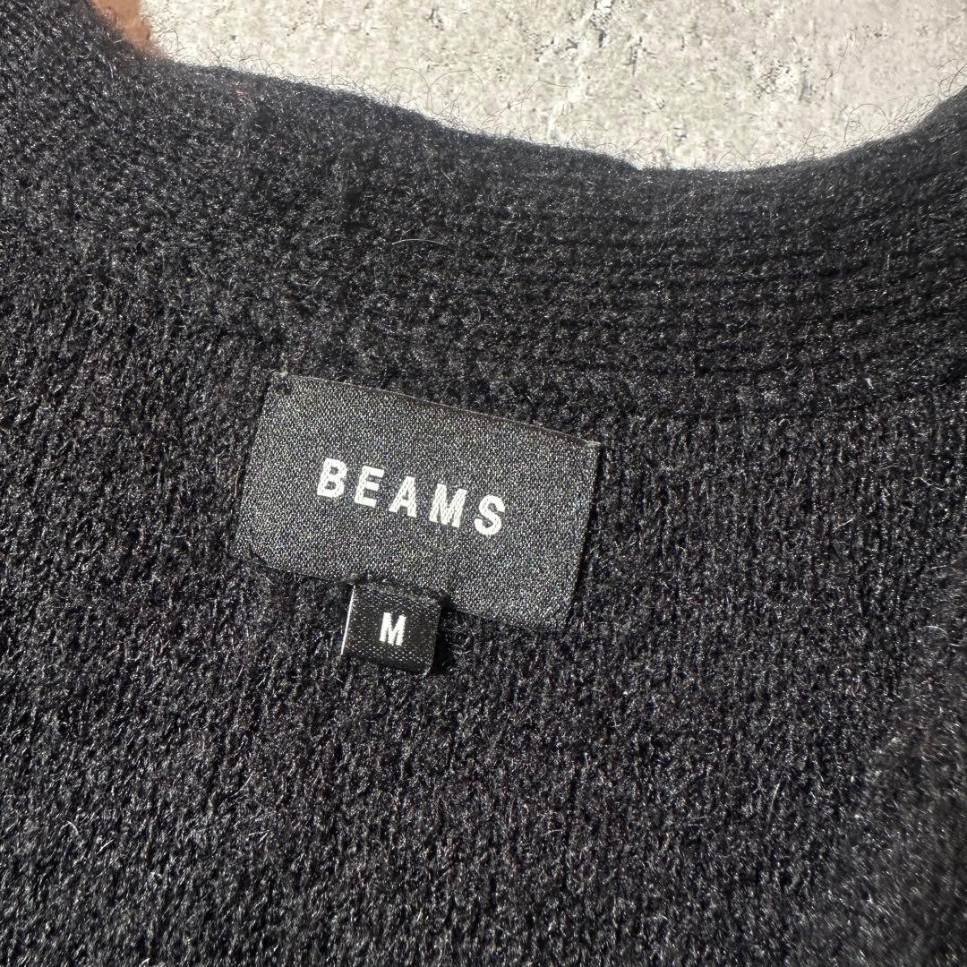 beams カーディガン ウール混 モヘヤ混 ブラック Mサイズ