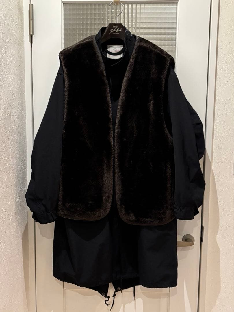 ビアズリー beardsleyフリピエ マルチWAYファーベスト付きモッズコート