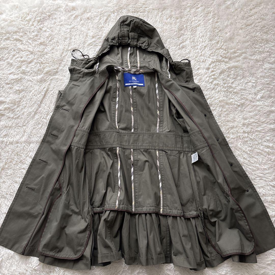 【美品 】バーバリーブルーレーベル フーデッドコート カーキ 38 綿100%