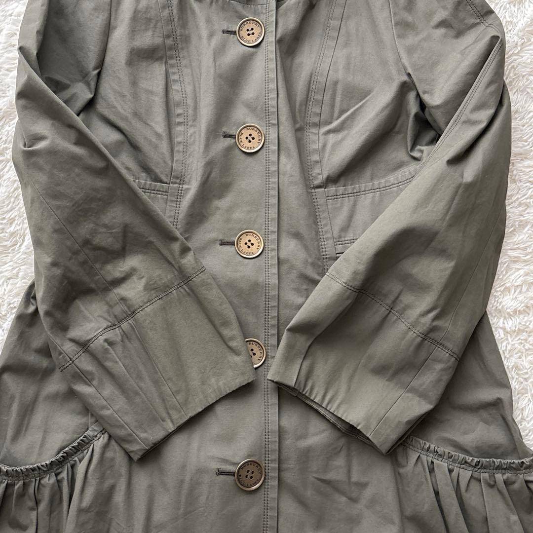 【美品 】バーバリーブルーレーベル フーデッドコート カーキ 38 綿100%