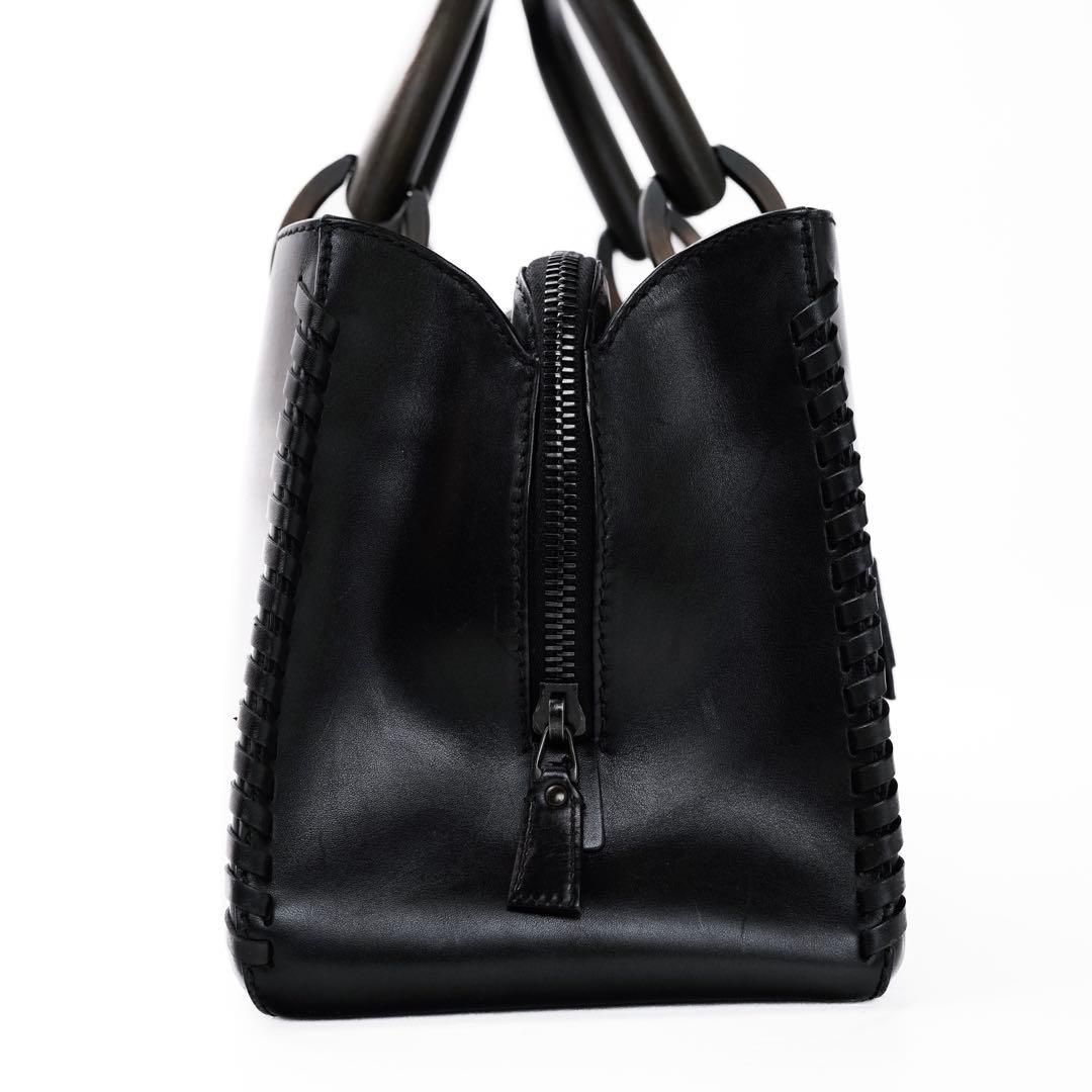 バッグ Rare GUCCI Leather Wood Handle Tote Bag