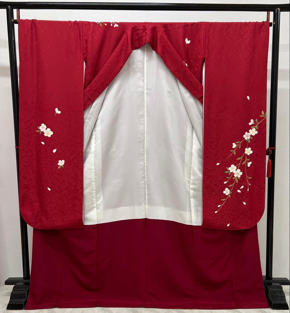 振り袖　フルセット　長襦袢付　成人式　赤　桜　結婚式　金彩加工　854