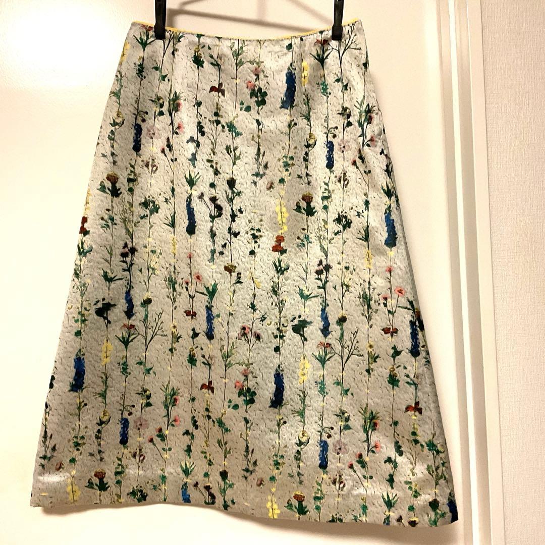 ANAYI ラインフラワージャガード　セミタイトスカート　34サイズ
