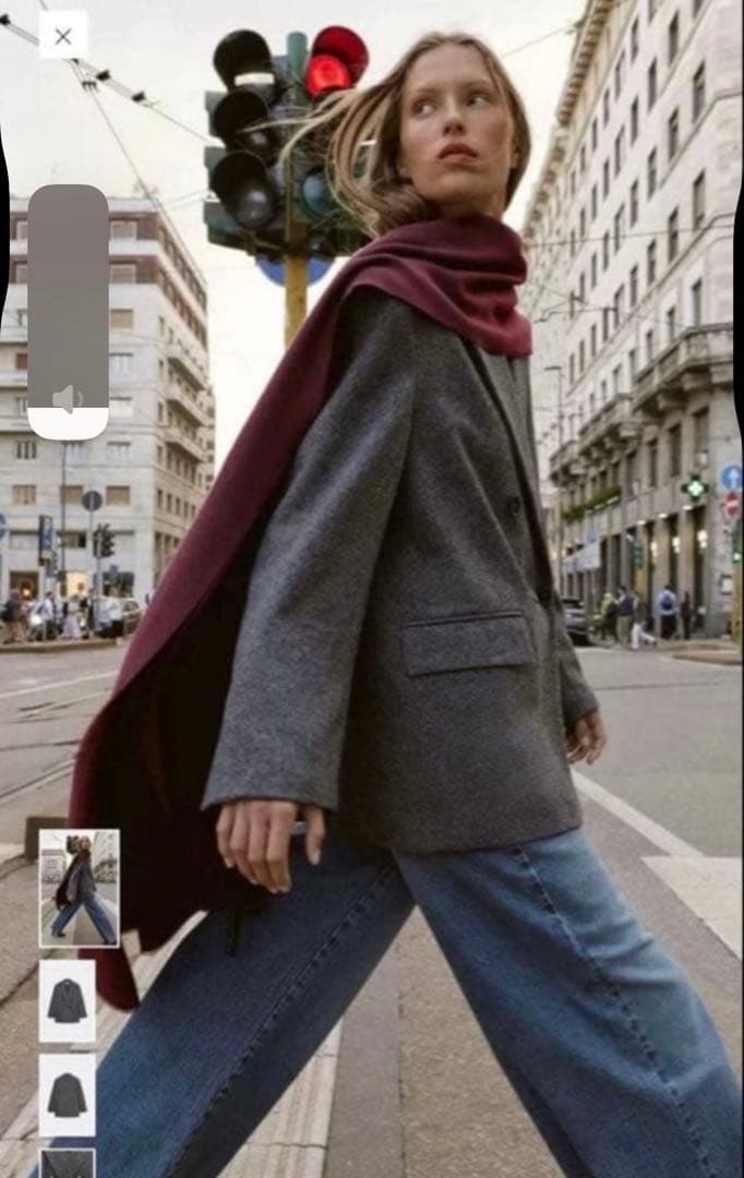 【berry⭐︎】ZARA 2025aw ウールダブルジャケット グレー S