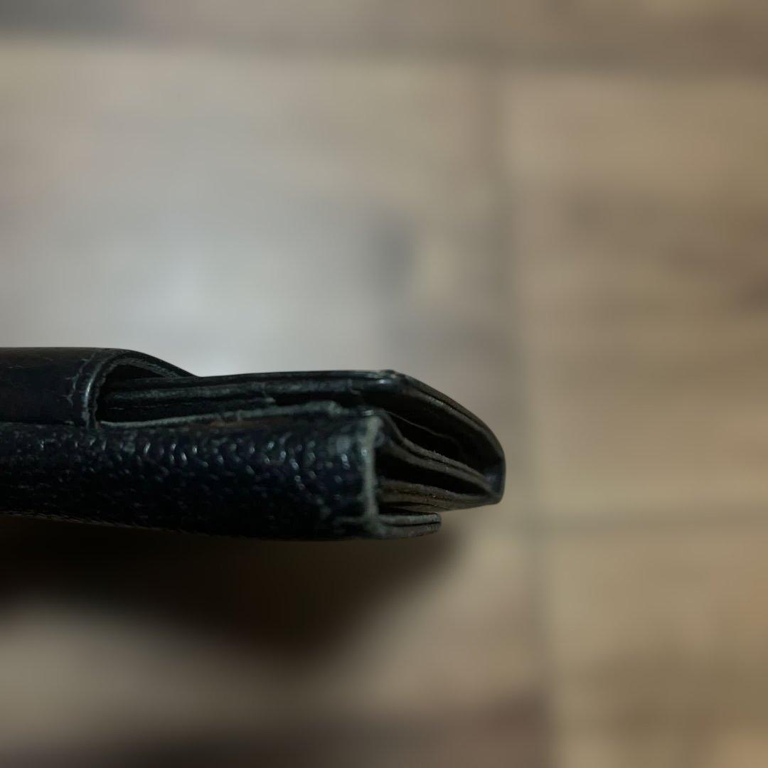 CHANEL シャネル キャビアスキン Ｗホック 二つ折り 財布 黒　デカココ