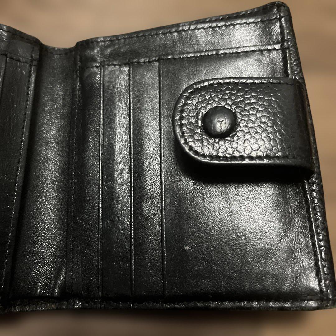 CHANEL シャネル キャビアスキン Ｗホック 二つ折り 財布 黒　デカココ