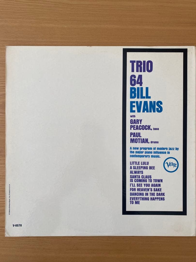 BILL EVANS/TRIO 64 USオリジナル　mono 8578 LP