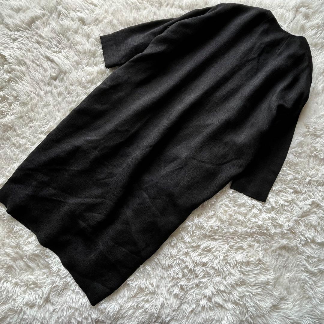 美品 MUSE VASINO オーバーコート ノーカラー ガウンコート ブラック