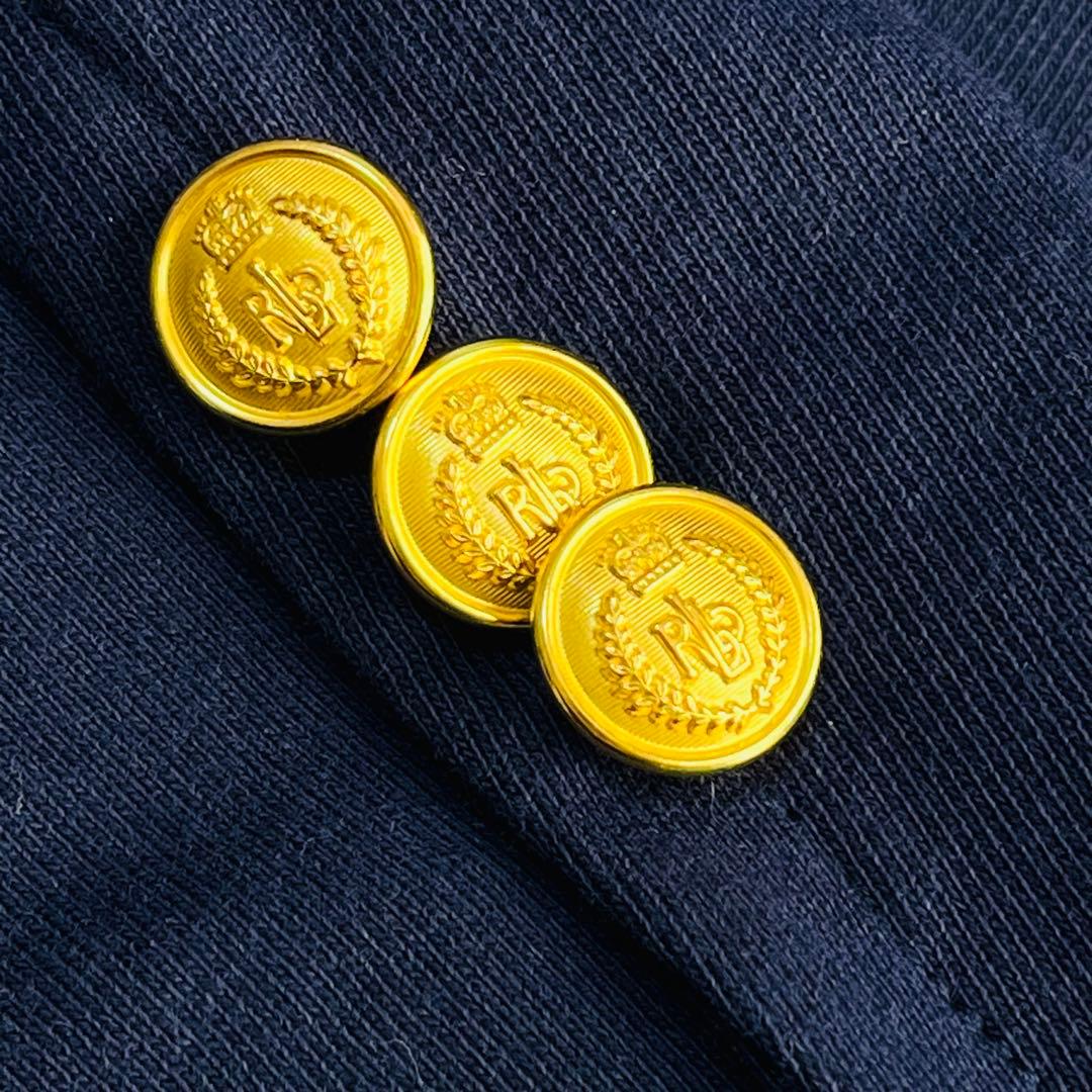 ポロラルフローレン 紺ブレ ジャケット エンブレム刺繍 金ボタン 160 M相当