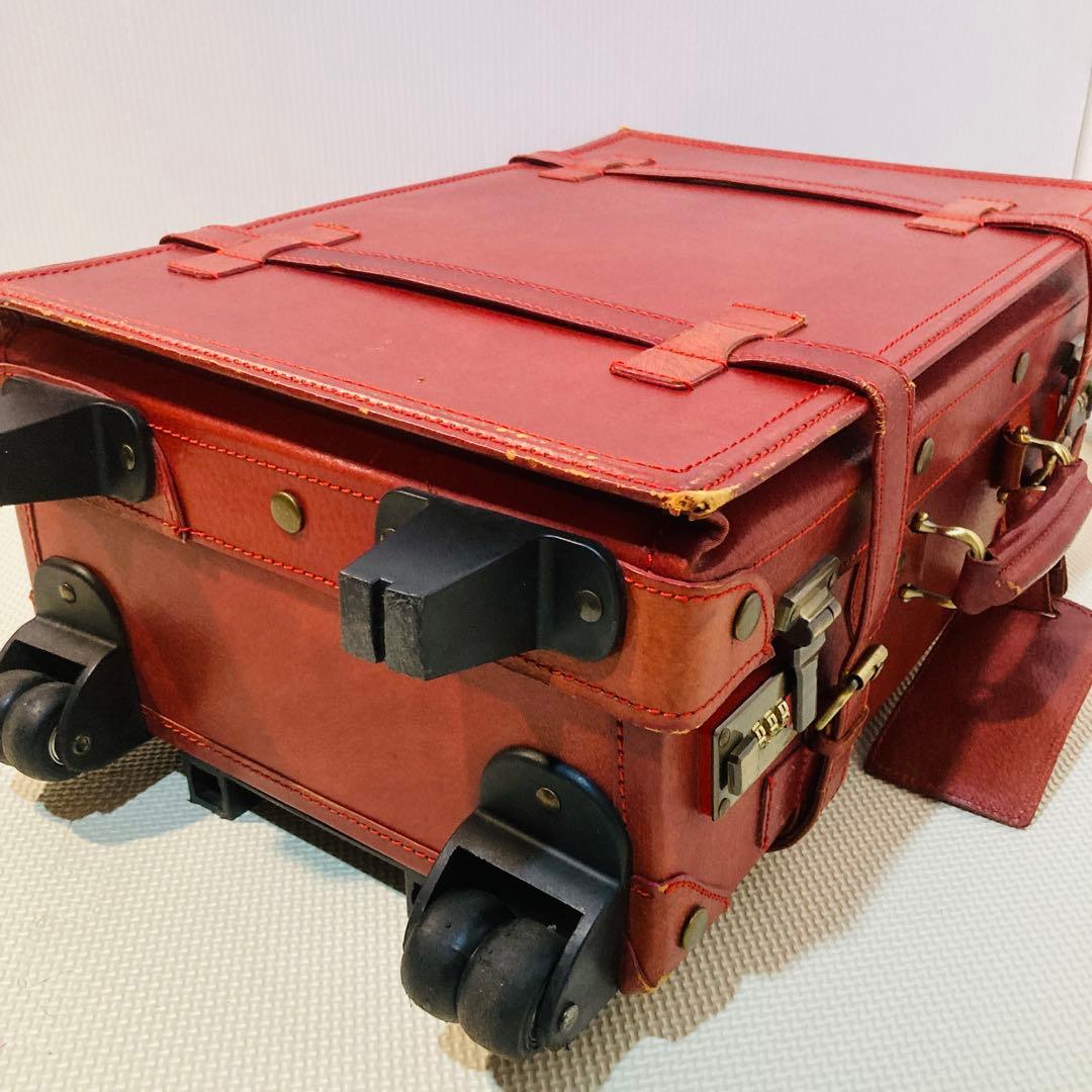【良品】#648 Eurasia 豚革 レザー スーツケース レッド