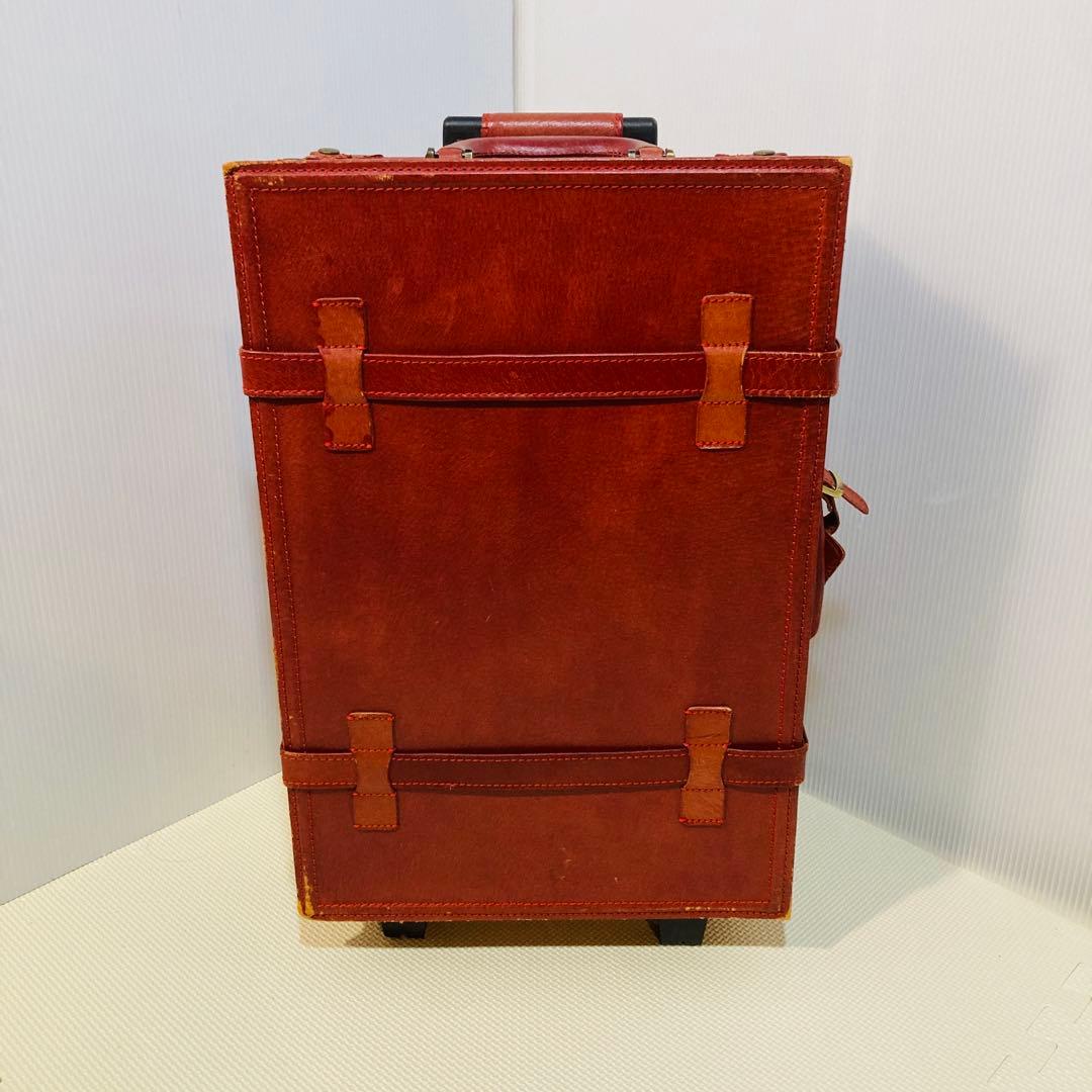 【良品】#648 Eurasia 豚革 レザー スーツケース レッド