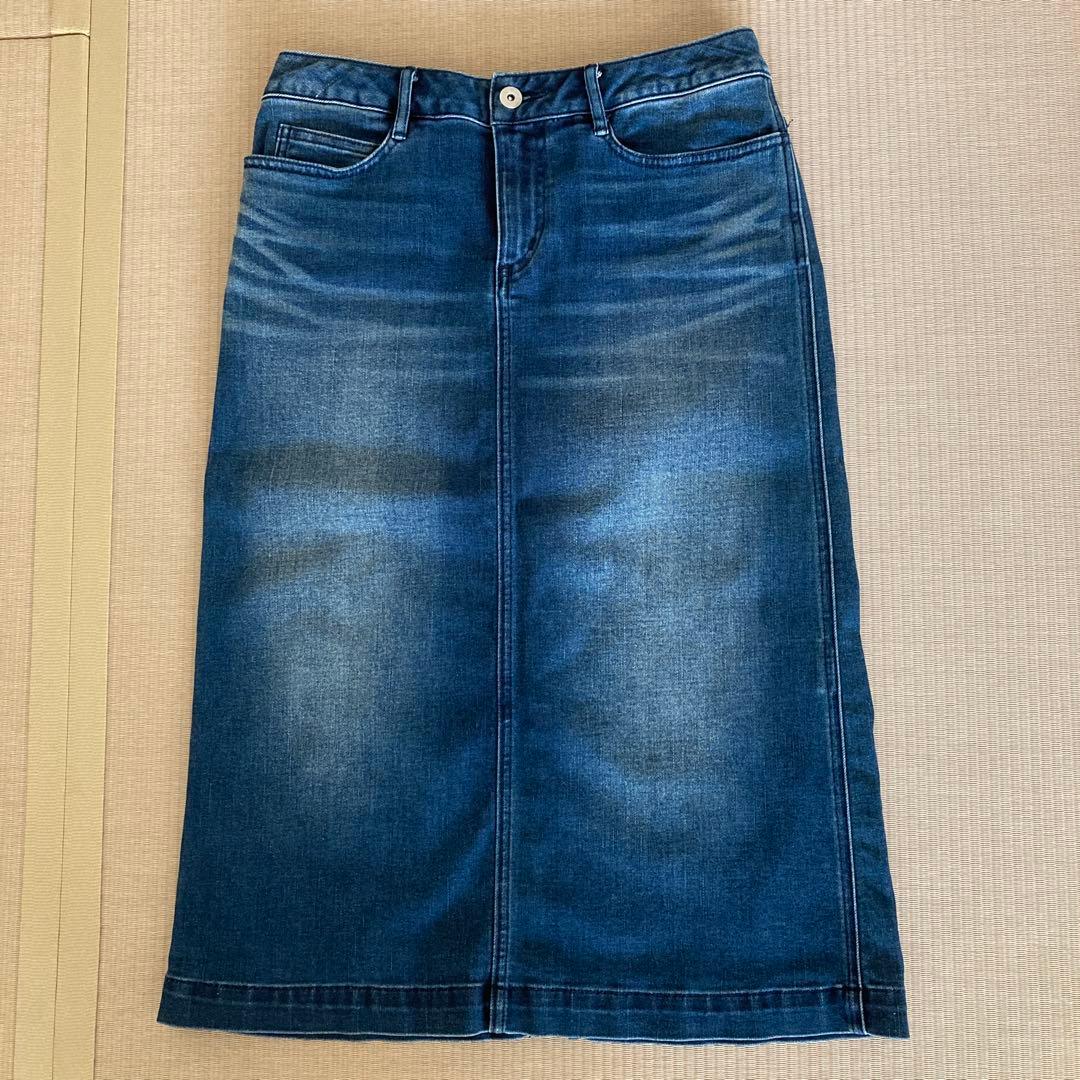 【Canaria Style】ストレッチデニム後ろスリットスカート　レディースM