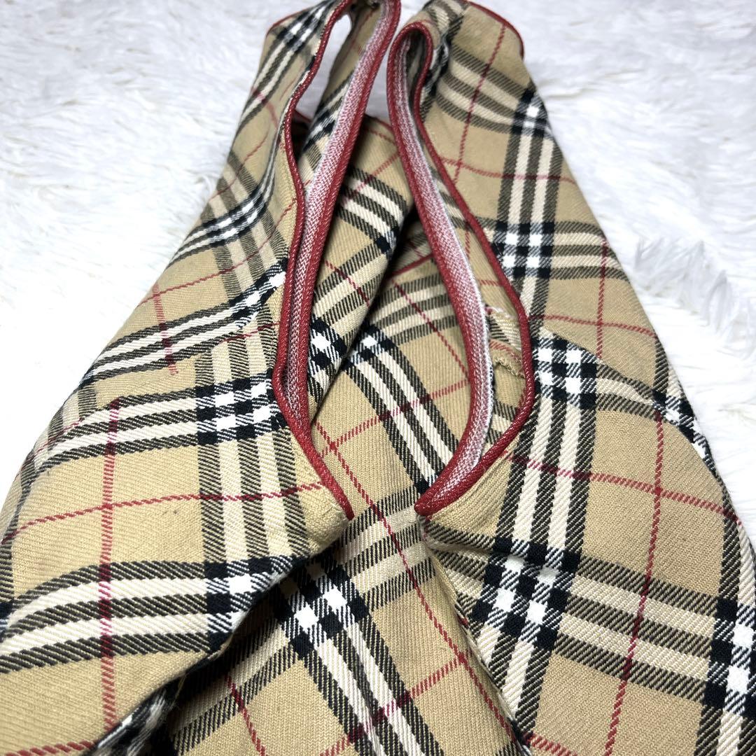 美品 バーバリー ノバチェック ワンピース ノースリーブ ベージュ ホースロゴ