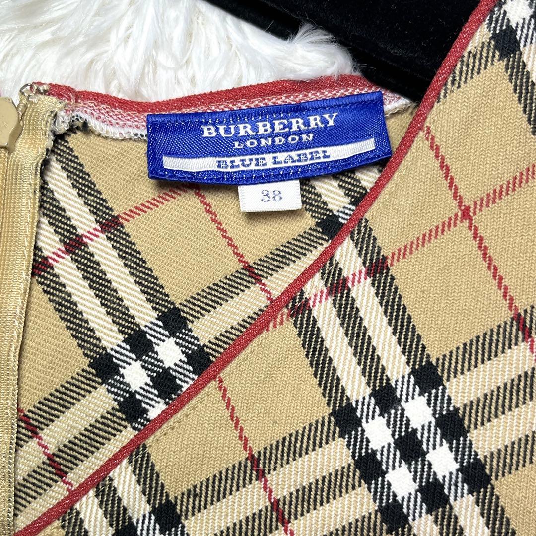 美品 バーバリー ノバチェック ワンピース ノースリーブ ベージュ ホースロゴ