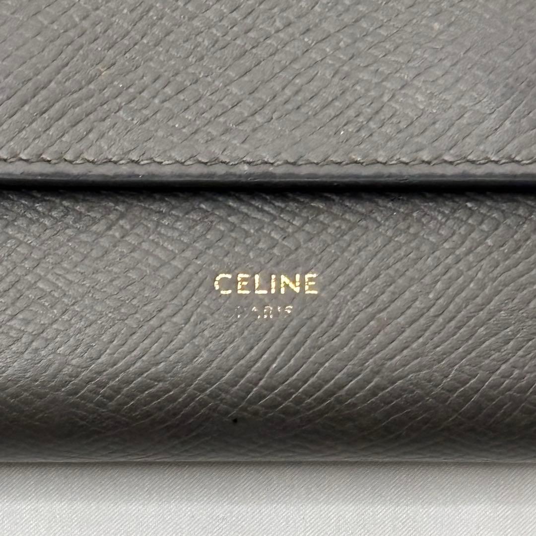 CELINE レザー 三つ折り財布 グレー