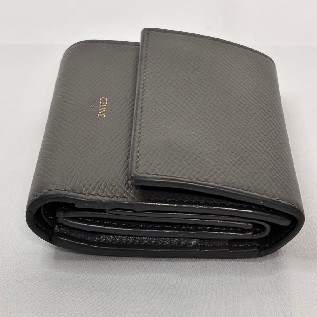 CELINE レザー 三つ折り財布 グレー