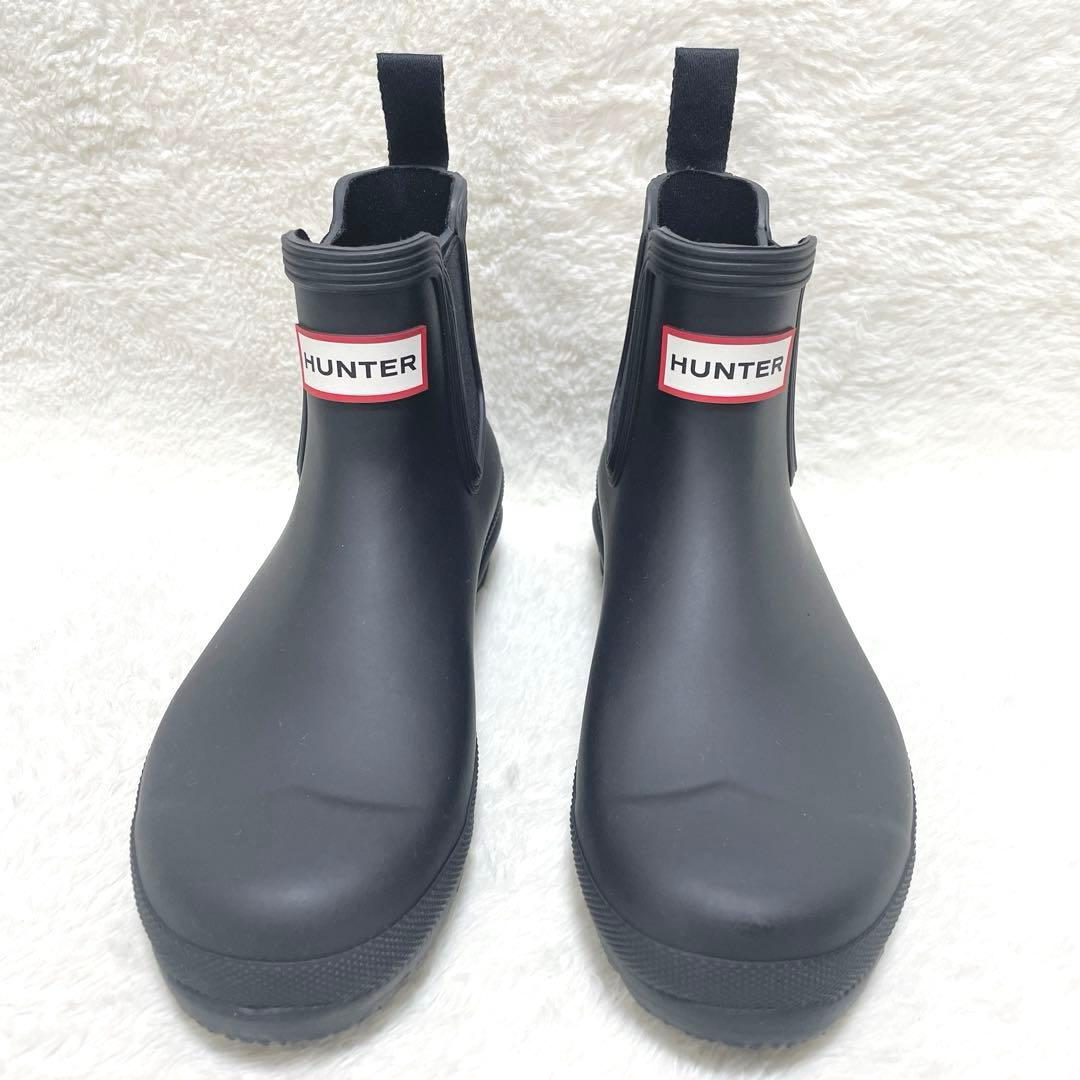【美品】HUNTER ハンター　レインブーツ　サイドゴア　ブラック