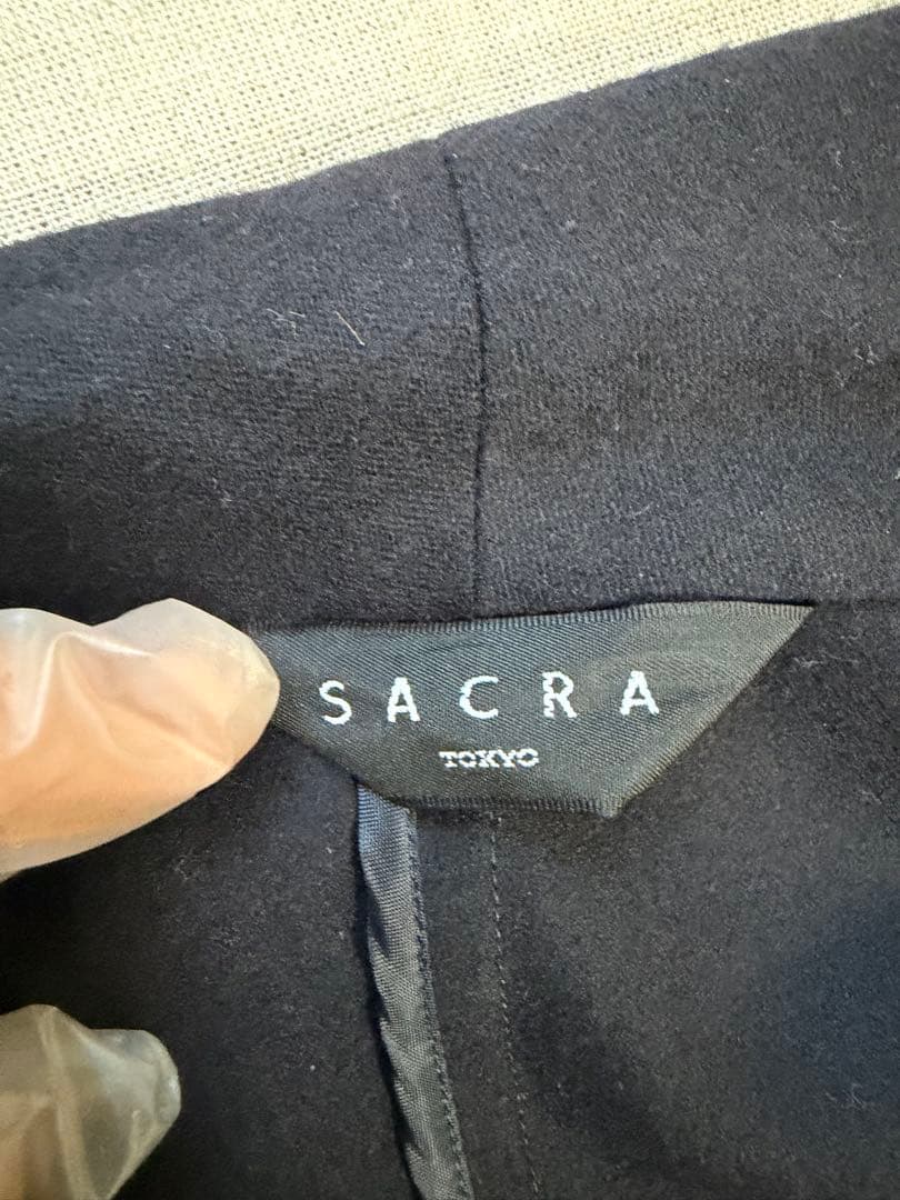 未使用　SACRA ブラック ロングコート　日本製　ウール