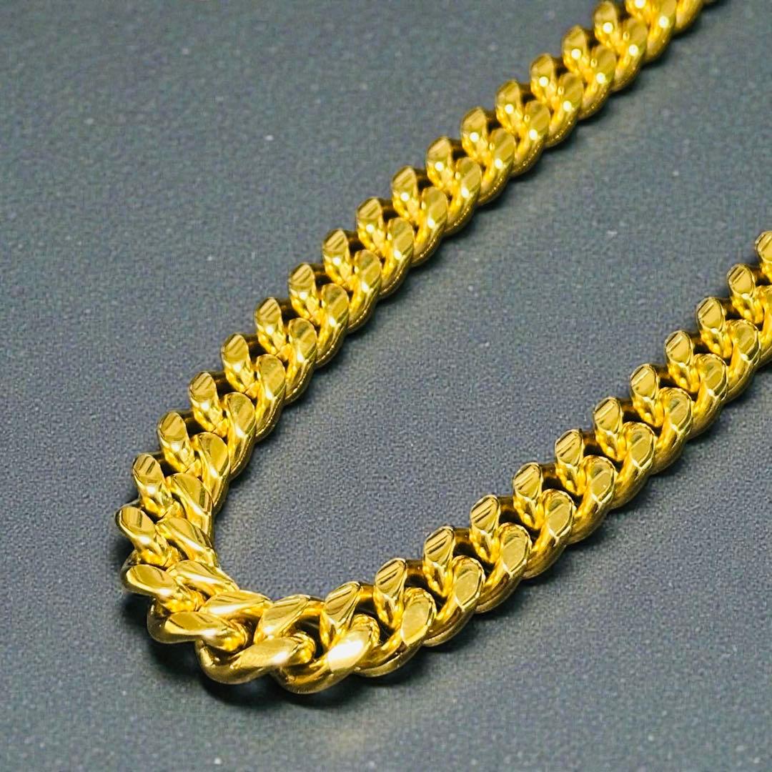 喜平ネックレス 45cm 幅12mm 18K刻印 ステンレス ゴールドチェーン