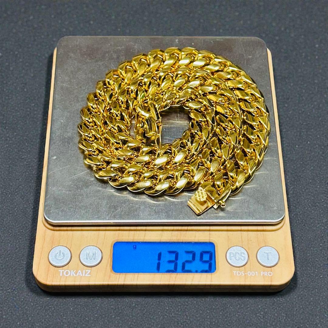 喜平ネックレス 45cm 幅12mm 18K刻印 ステンレス ゴールドチェーン