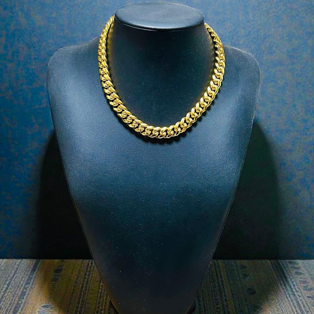 喜平ネックレス 45cm 幅12mm 18K刻印 ステンレス ゴールドチェーン