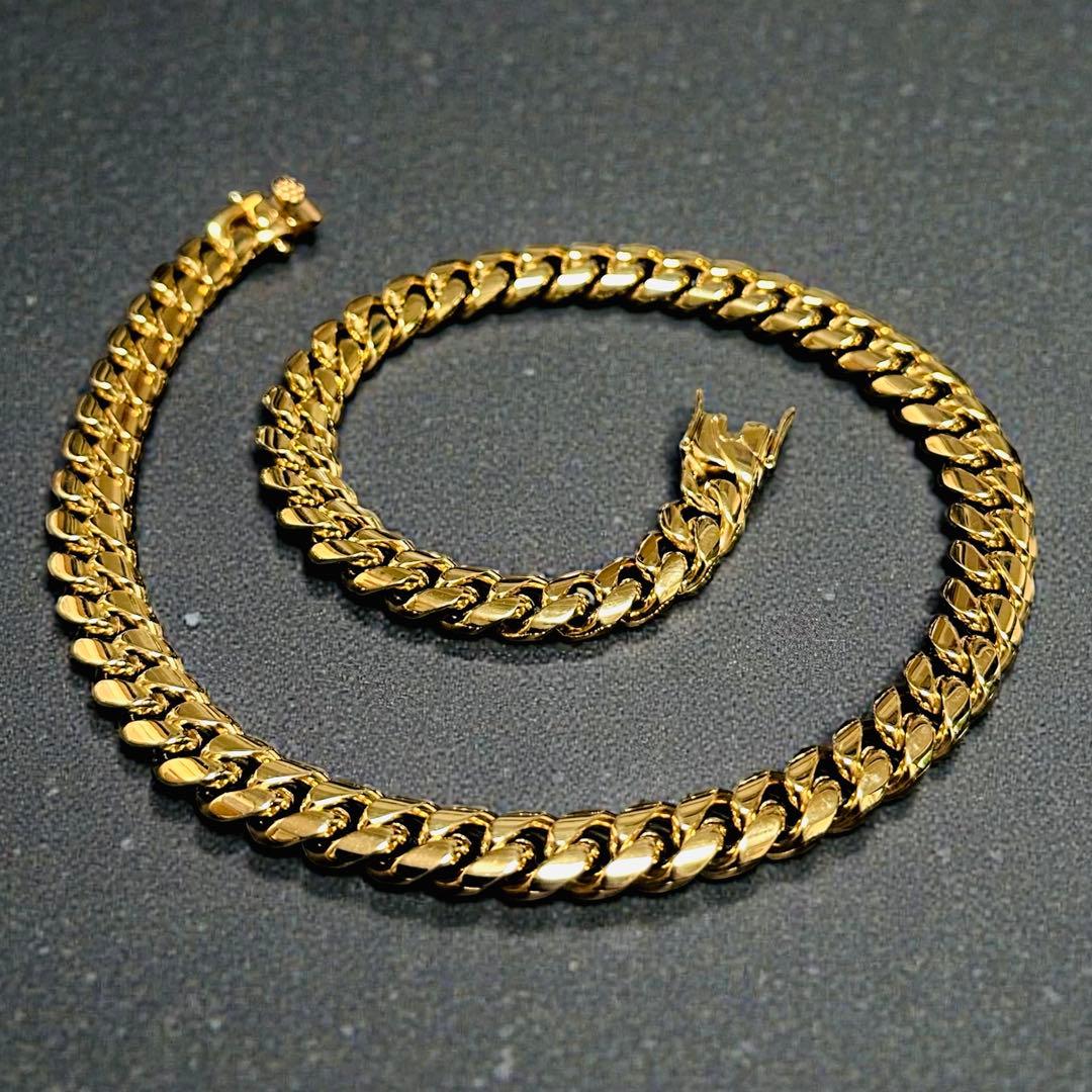 喜平ネックレス 45cm 幅12mm 18K刻印 ステンレス ゴールドチェーン