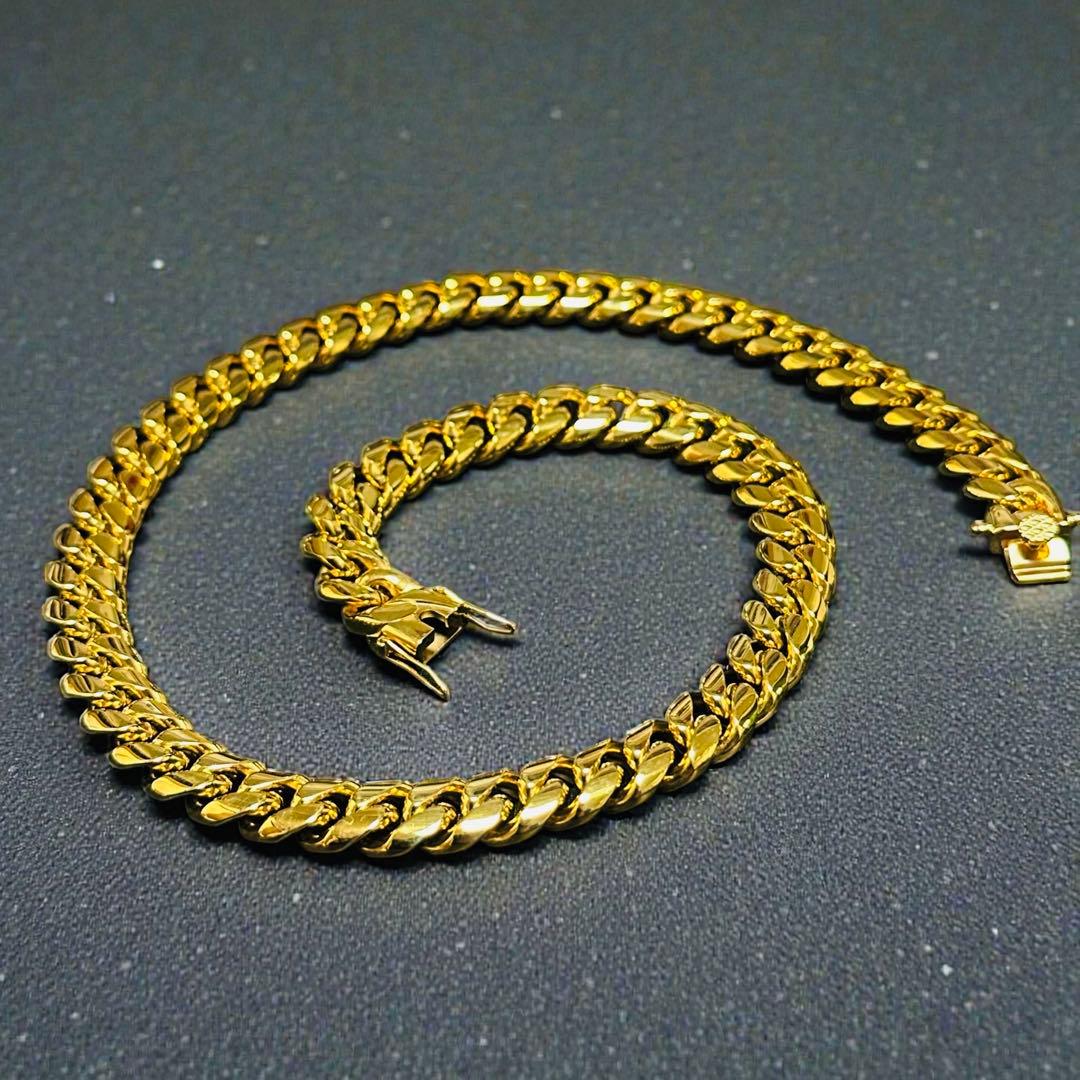 喜平ネックレス 45cm 幅12mm 18K刻印 ステンレス ゴールドチェーン
