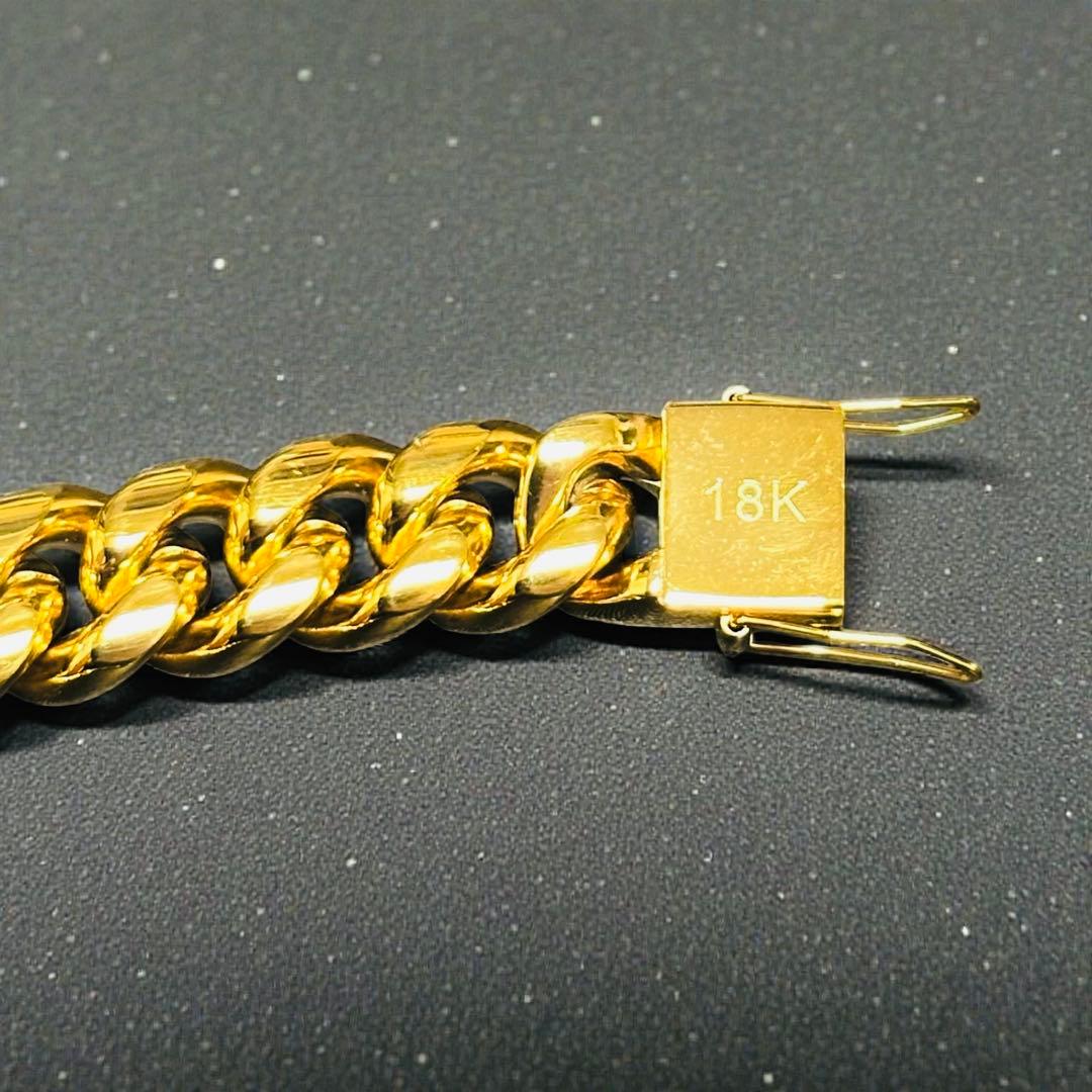 喜平ネックレス 45cm 幅12mm 18K刻印 ステンレス ゴールドチェーン