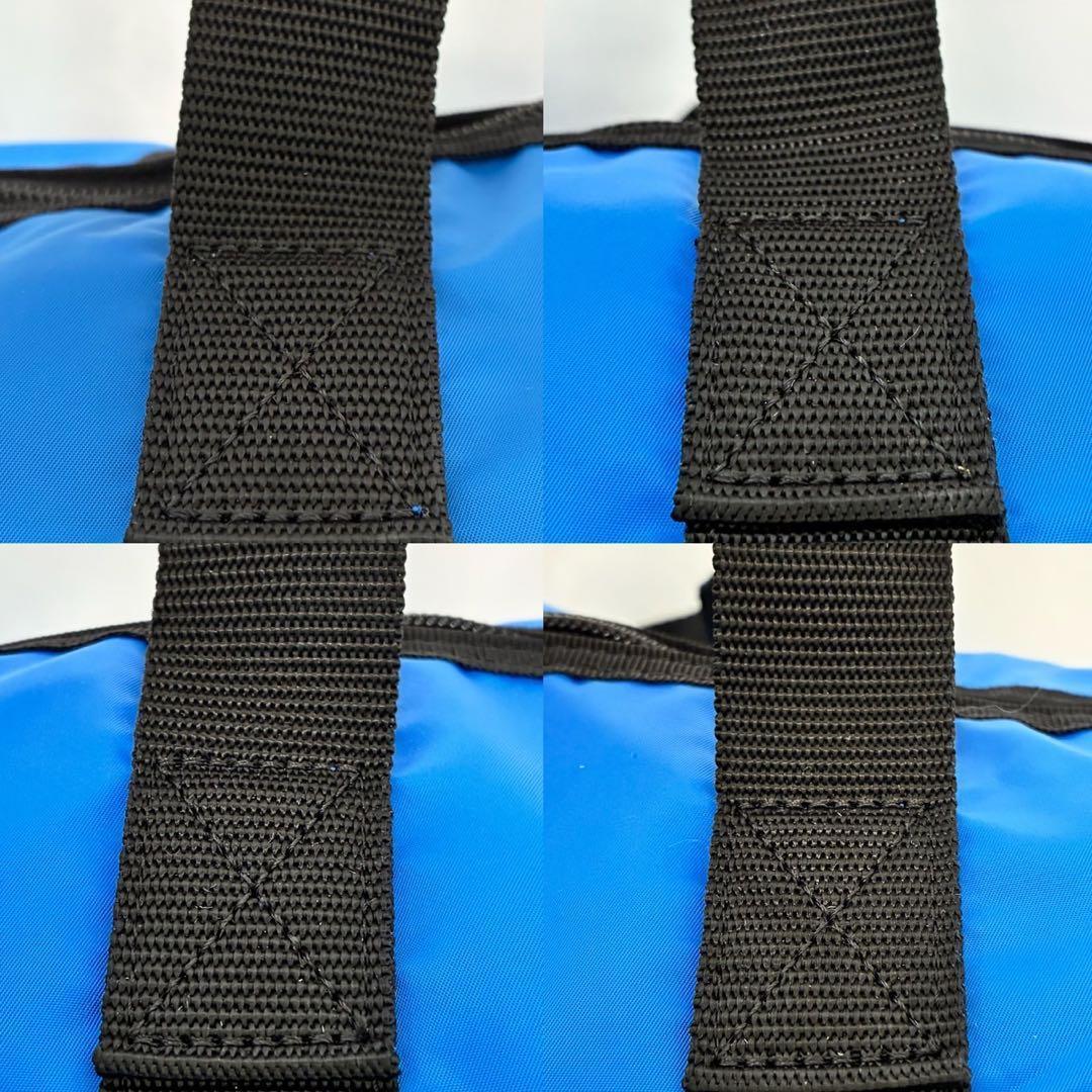 【未使用級/ポーチ付】ポーター 2way ボストンバッグ ナイロン 青 肩掛け