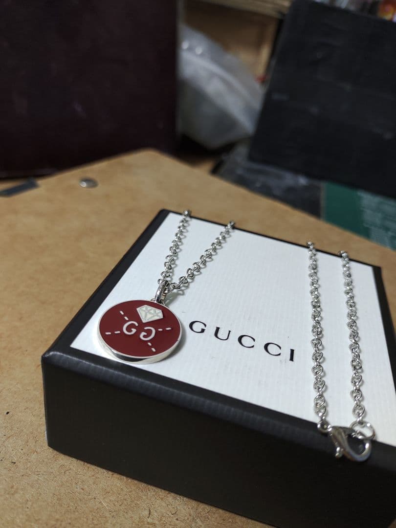 GUCCIグッチ シルバー925 GGゴーストダイヤモンドネックレス 高級感あり