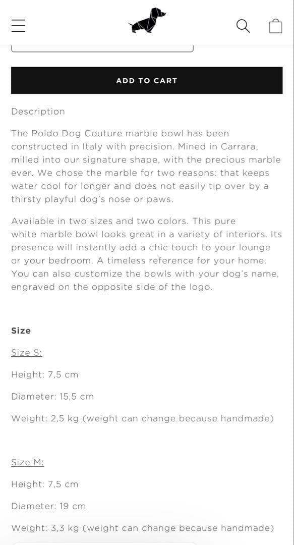 Poldo Dog Couture 大理石　犬用フードボール　黒