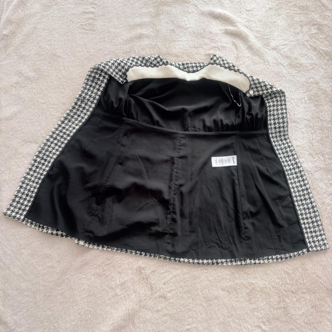 美品 SANDRO サンドロ 千鳥格子 白襟 ワンピース M ハウンドトゥース