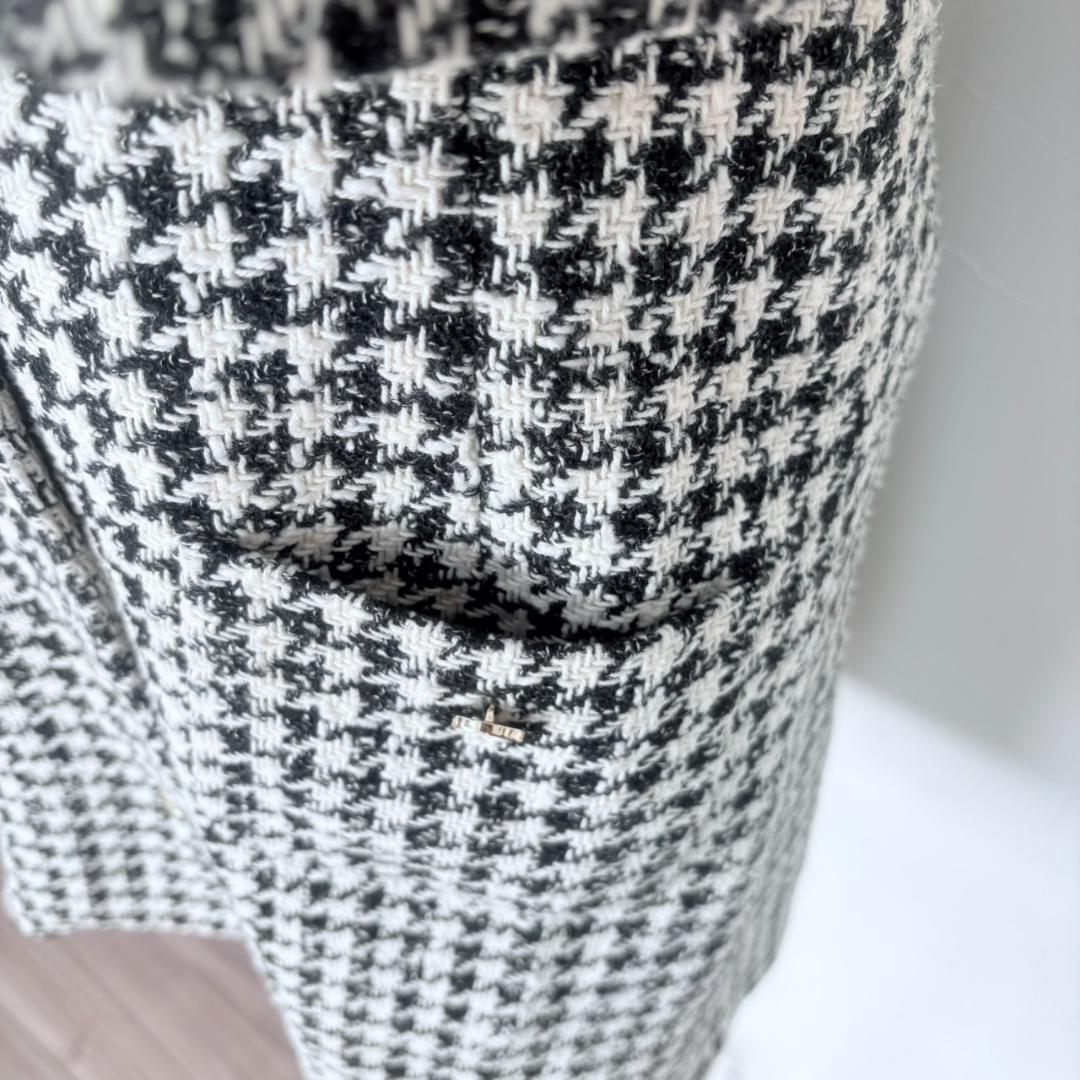 美品 SANDRO サンドロ 千鳥格子 白襟 ワンピース M ハウンドトゥース