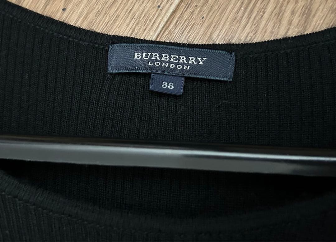 Burberry バーバリー　ニットコンビワンピース　黒×チェック