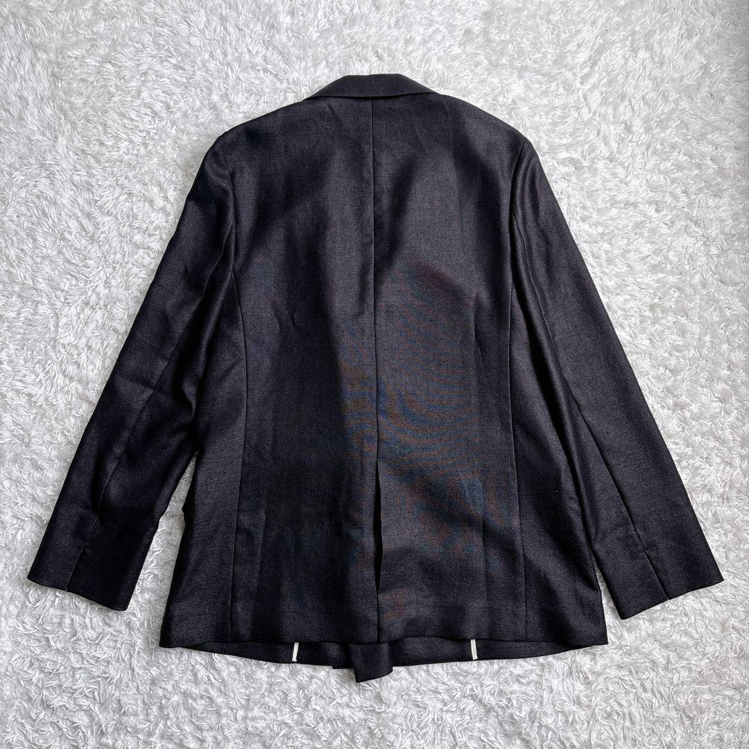 美品 green label relaxing リネンライクダブルジャケット 紺