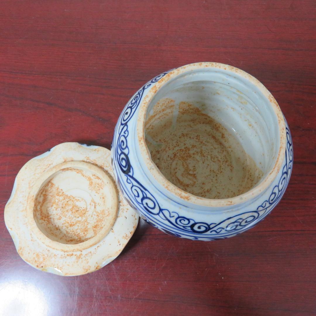 中国 青花 花文 小壺 窯傷あり 染付