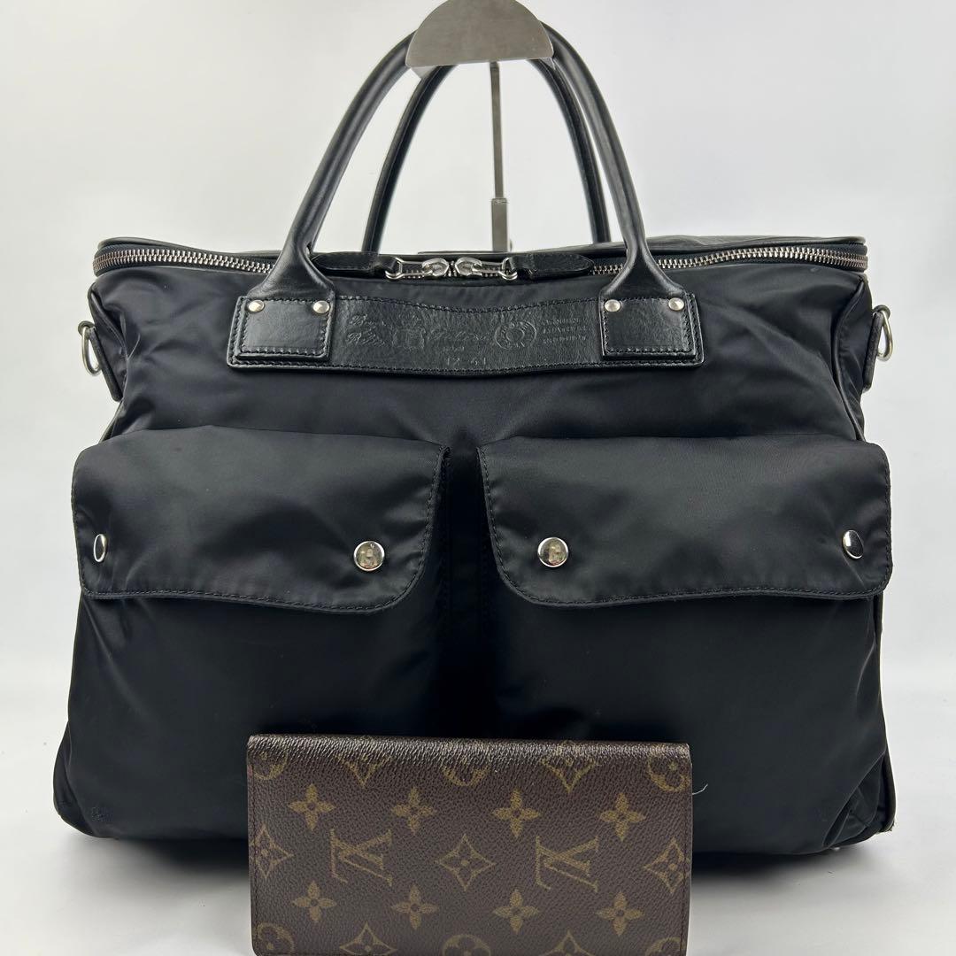 【美品】フェリージ　ビジネスバッグ　2way ボストンバッグ　レザー　ナイロン
