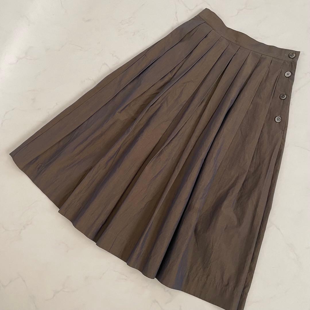 美品 MARGARET HOWELL タマムシ プリーツ ミモレ丈 スカート