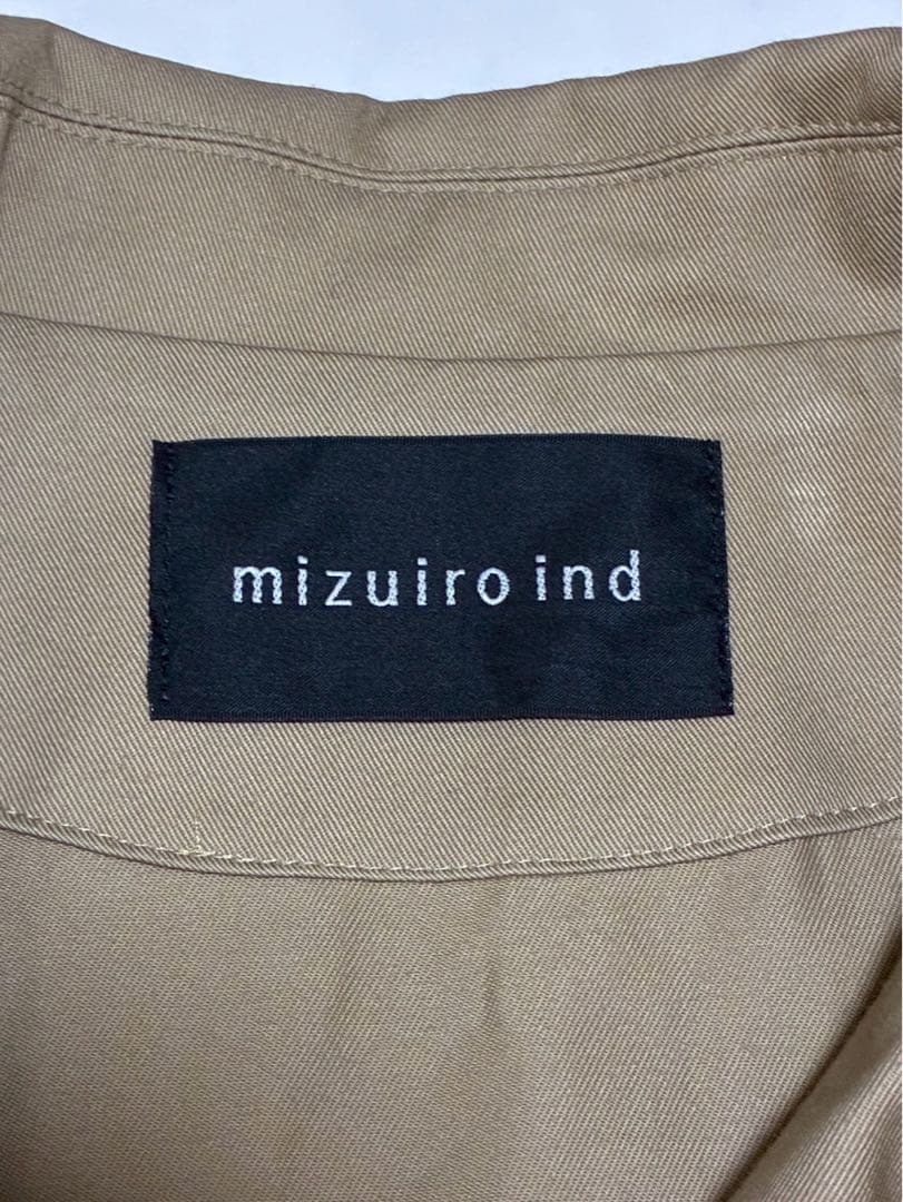 ミズイロインド ステンカラーコート チェック Aライン F ベージュ