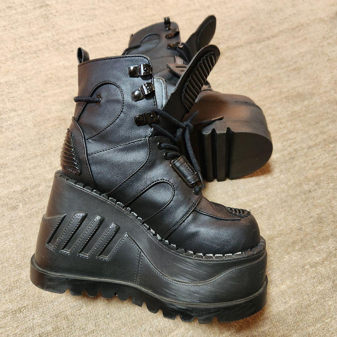 デモニア　STOMP-13 ブラック　ウェッジソール　ブーツ　厚底　スニーカー