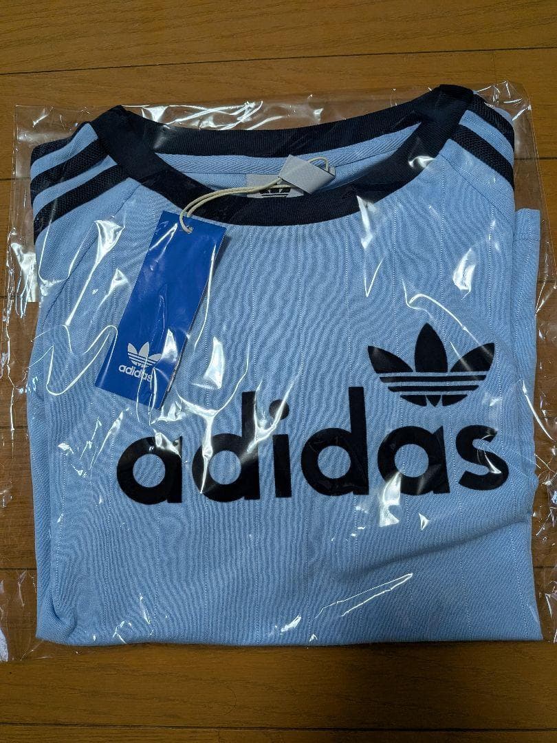 ADIDAS Tシャツ Lサイズ リニア グラフィック ブルー 夏コーデ
