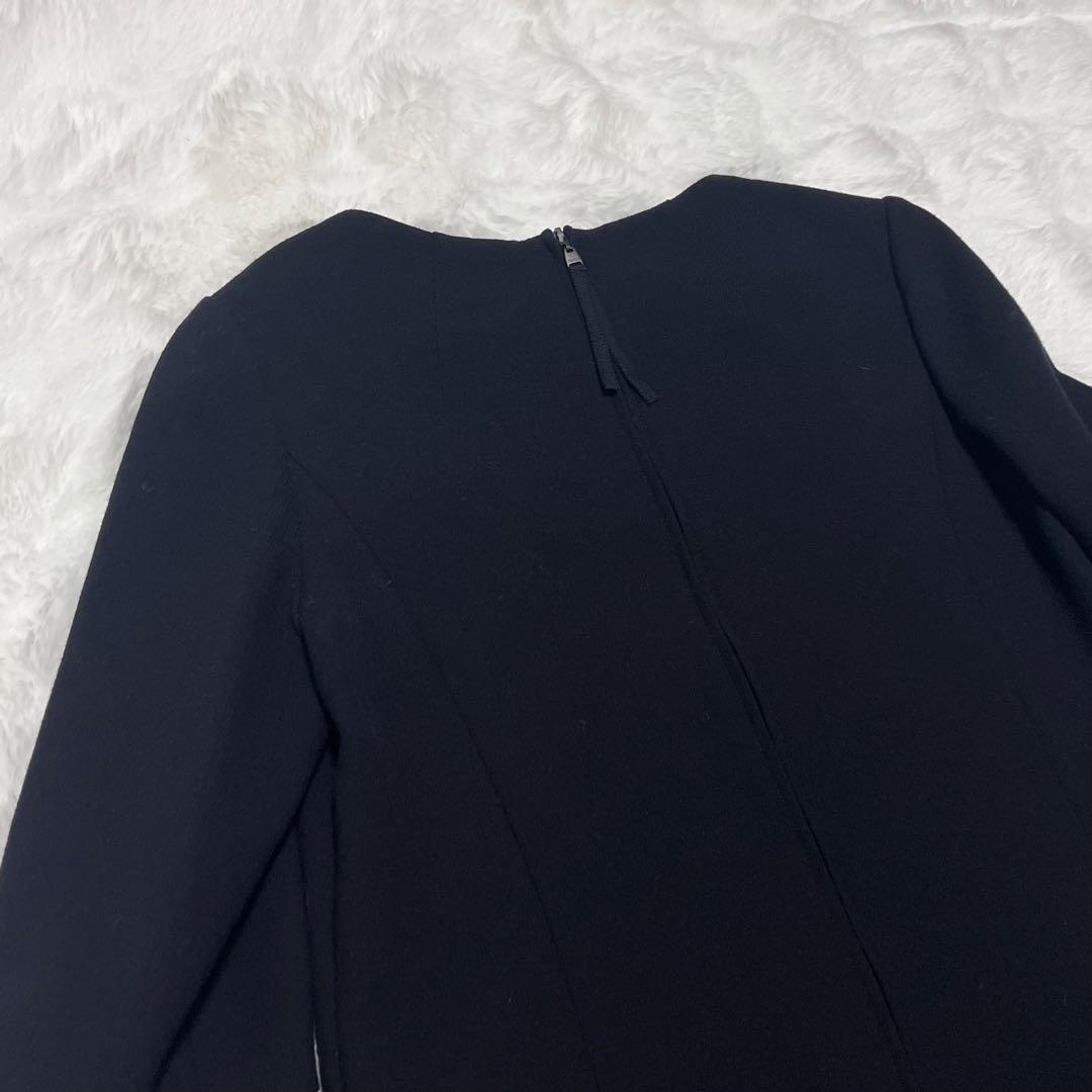 【定価13,8万】 FOXEY ひざ丈 ネイビー ノーカラー ワンピース