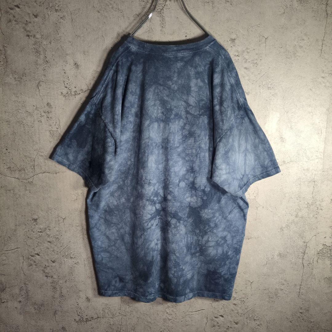 THE MOUNTAIN 狼 ビッグプリント タイダイTシャツ XL ブルー 青