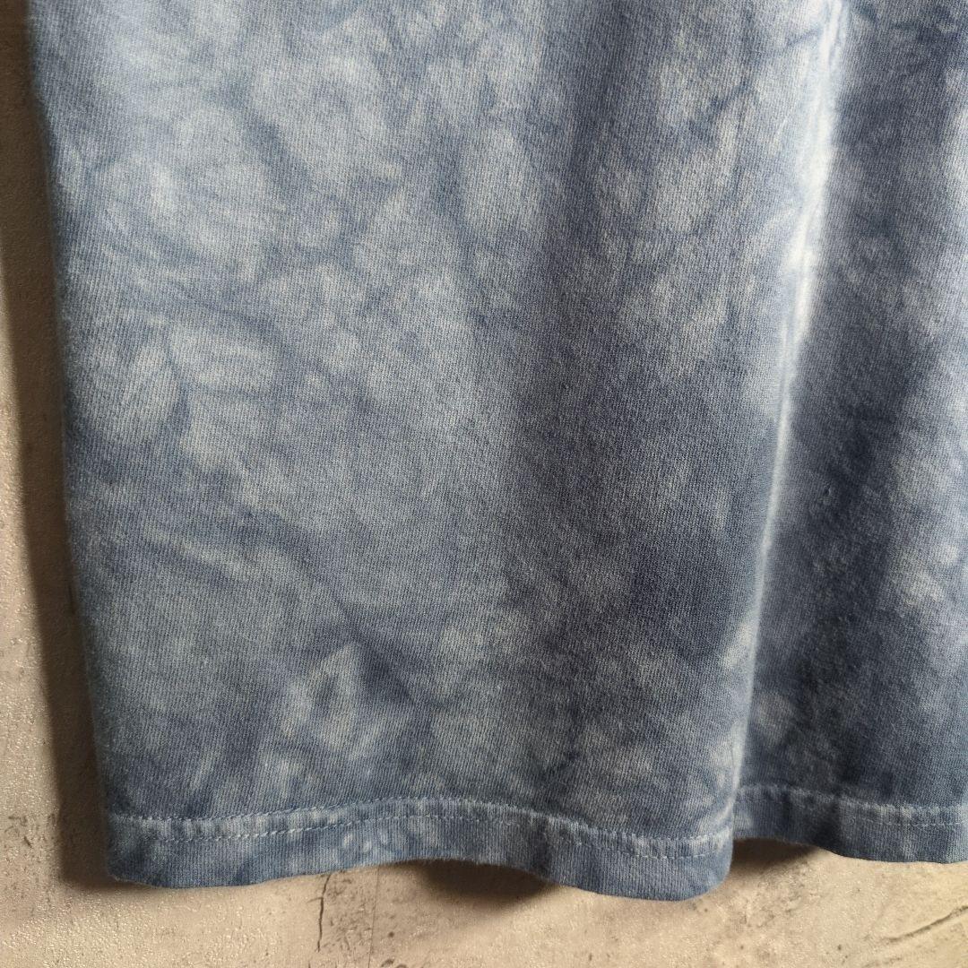 THE MOUNTAIN 狼 ビッグプリント タイダイTシャツ XL ブルー 青
